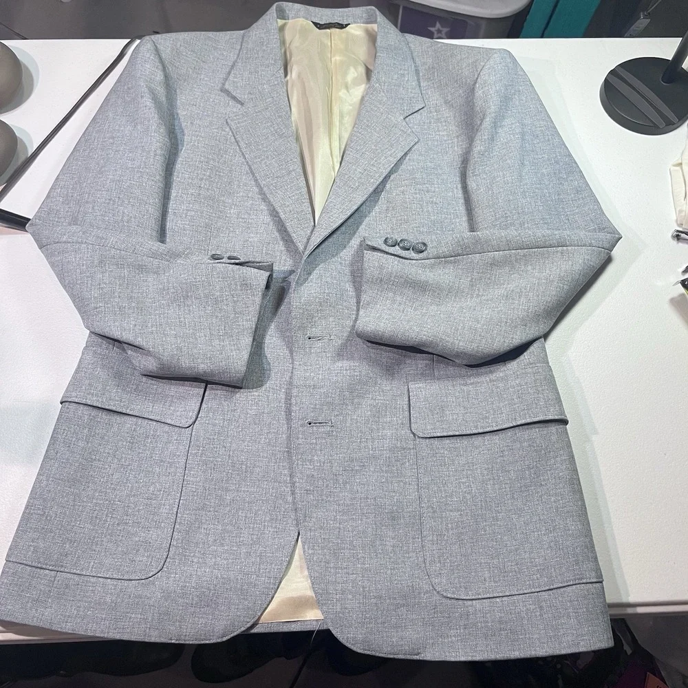 VTG Levi's Men's Action Suit Sport Coat Blazer 42R Light Blue Grey‎ 2 Button